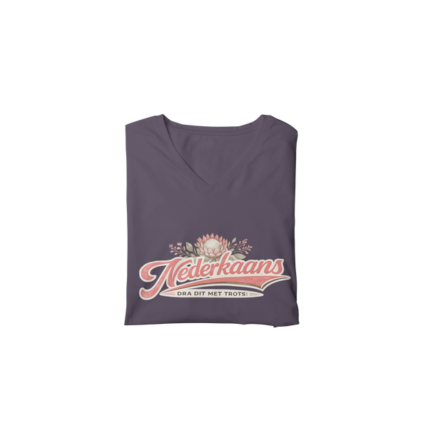 Nederkaans - Dra Dit Met Trots Retro Protea  - V-Neck - Ladies Shirt