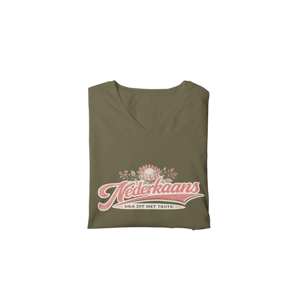 Nederkaans - Dra Dit Met Trots Retro Protea  - V-Neck - Ladies Shirt