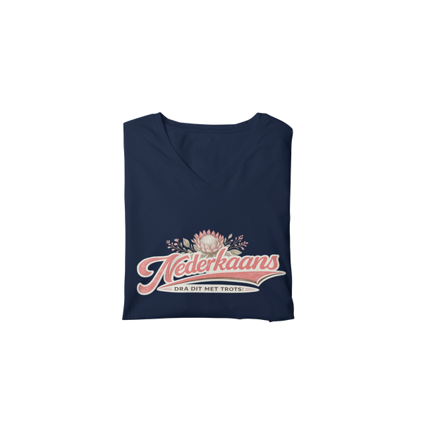 Nederkaans - Dra Dit Met Trots Retro Protea  - V-Neck - Ladies Shirt