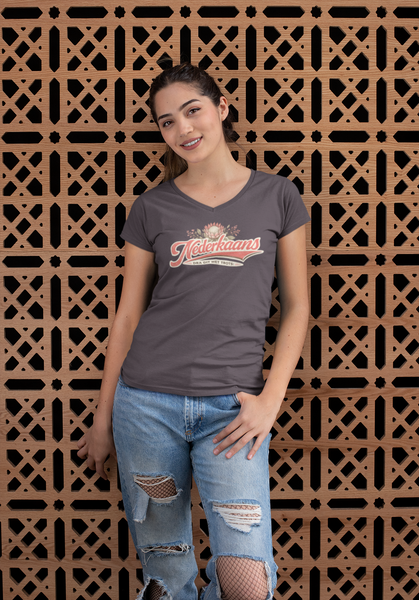 Nederkaans - Dra Dit Met Trots Retro Protea  - V-Neck - Ladies Shirt