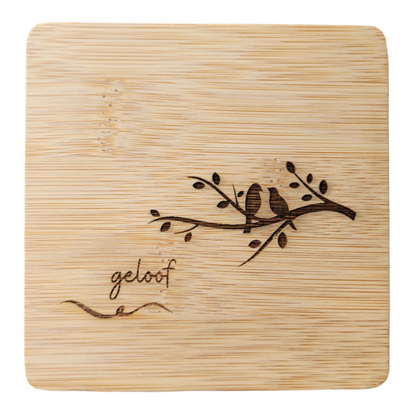 Bamboo Coasters (Set of 4) Dankbaar - Geloof - Rus - Droom