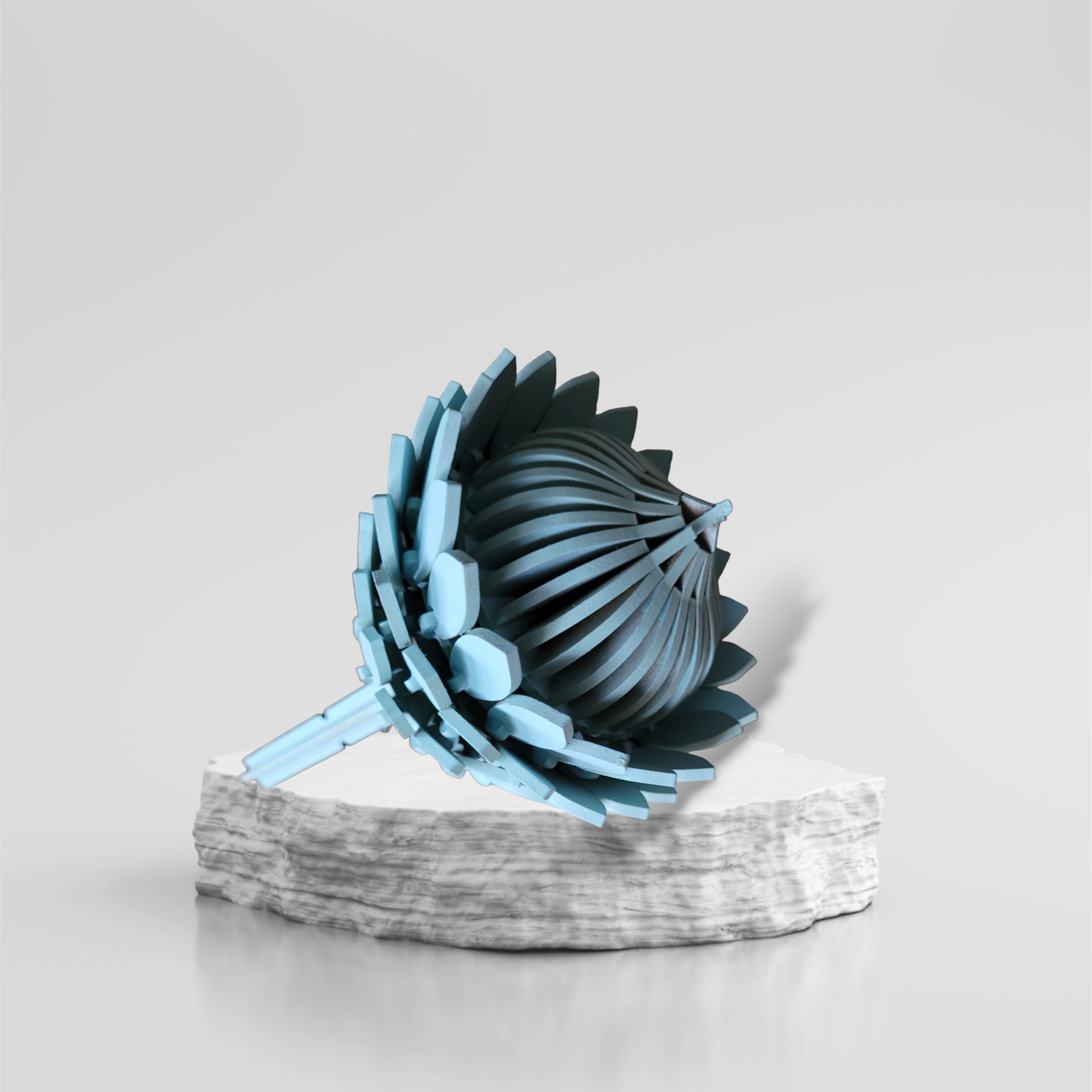 Wooden Protea - Lagoon Blue