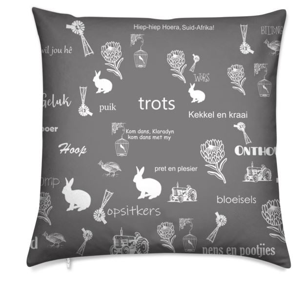 Afrikaans Grey Cushion Cover