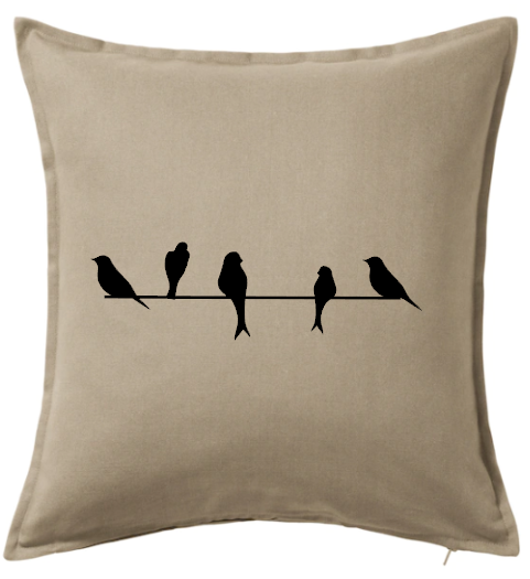 Birds on Telephone Line Cushion Cover