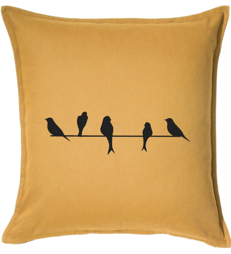 Birds on Telephone Line Cushion Cover