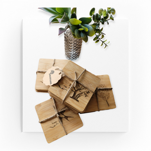 Bamboo Coasters (Set of 4) Dankbaar - Geloof - Rus - Droom