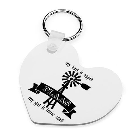 My Hart Is Oppie PLAAS, My Gat Is Innie Stad Keyring - Available In 3 Shapes