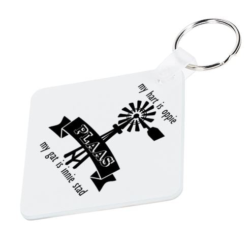 My Hart Is Oppie PLAAS, My Gat Is Innie Stad Keyring - Available In 3 Shapes