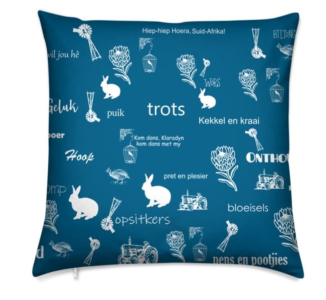 Afrikaans Blue Cushion Cover