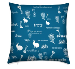 Afrikaans Blue Cushion Cover