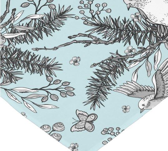 Birds With Blue Background Table Runner