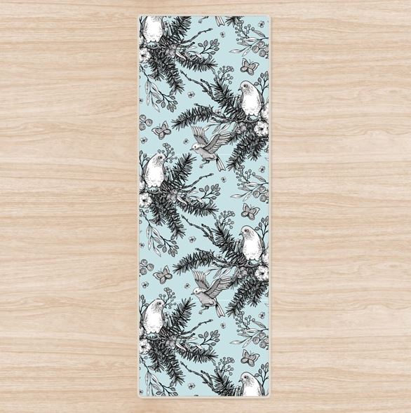 Birds With Blue Background Table Runner