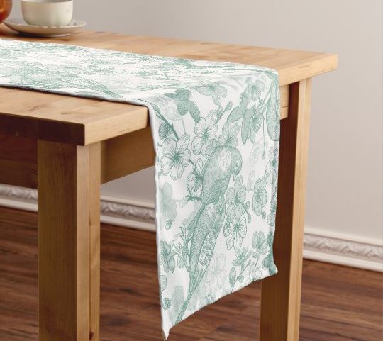 Birds - Mint Green Table Runner