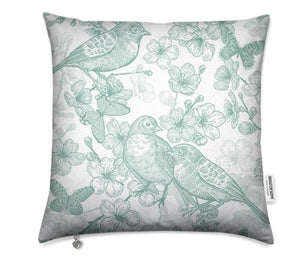 Birds Mint Green Cushion Cover