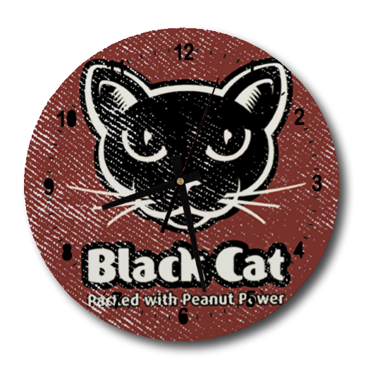 Black Cat Clock Round