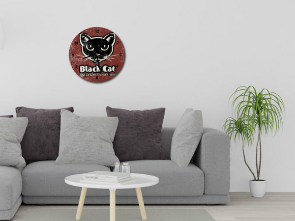 Black Cat Clock Round