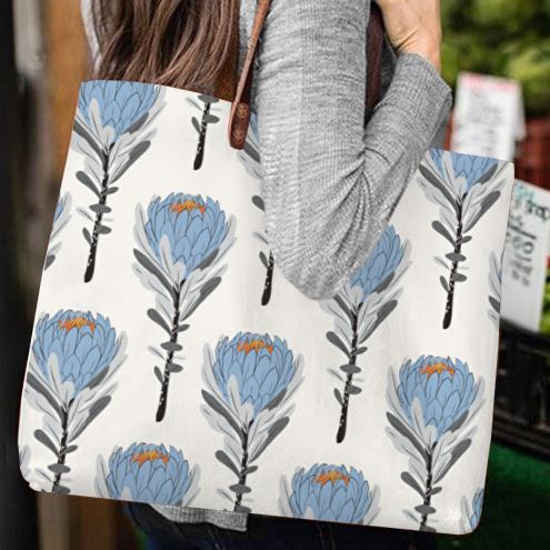 Blue Proteas Handbag  (Tote)