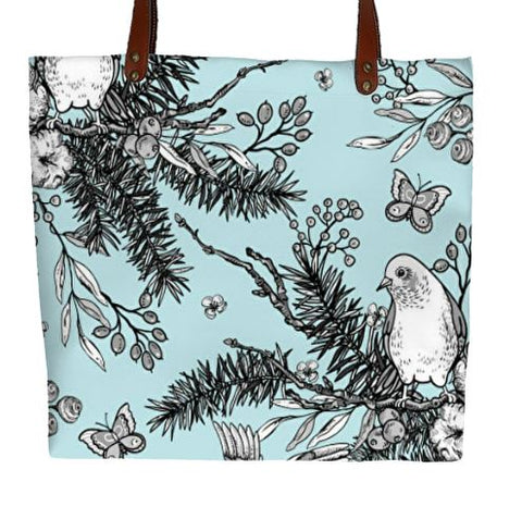 Birds With Blue Background Handbag  (Tote)