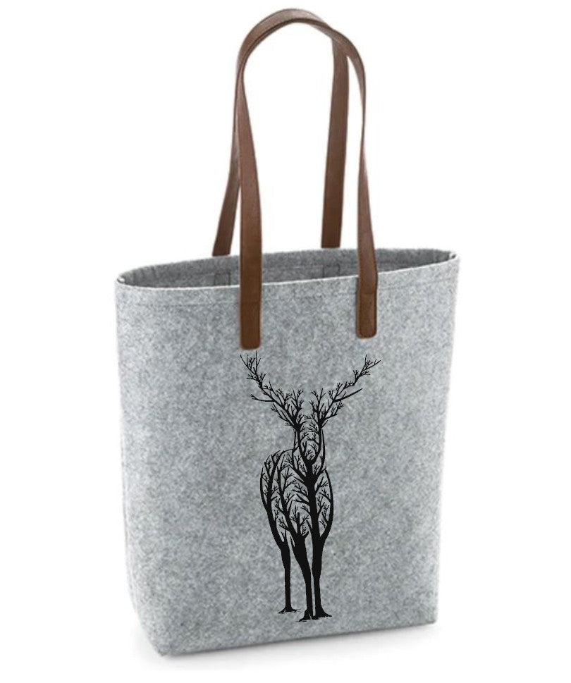 Deer- Felt Bag With Leather Handles