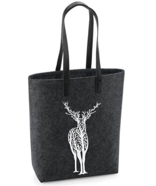 Deer- Felt Bag With Leather Handles