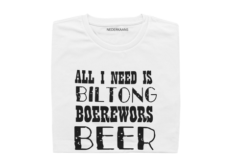 All I Need Is Biltong, Boerewors, Beer T-shirt, South African - Mens Shirt