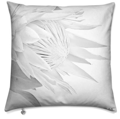 Grey White Protea Cushion Cover