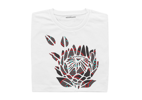 Protea Design With Shweshwe Print - Ladies Shirt