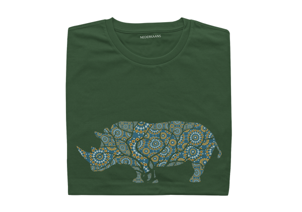 Rhino Design With Shweshwe Print - Ladies Shirt