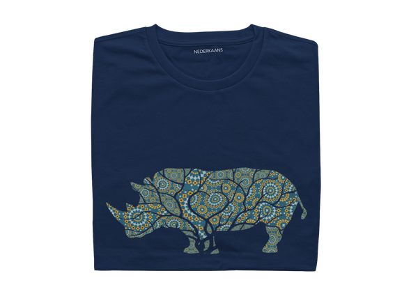 Rhino Design With Shweshwe Print - Ladies Shirt