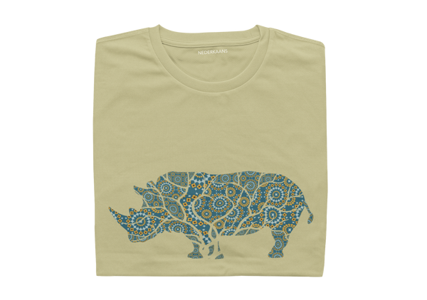 Rhino Design With Shweshwe Print - Ladies Shirt