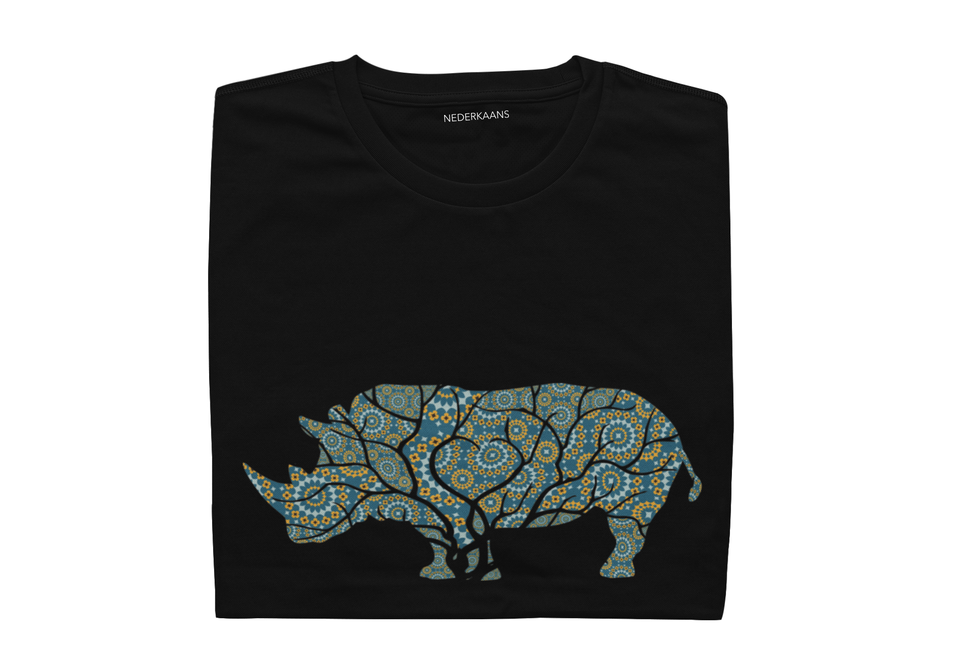 Rhino Design With Shweshwe Print - Ladies Shirt