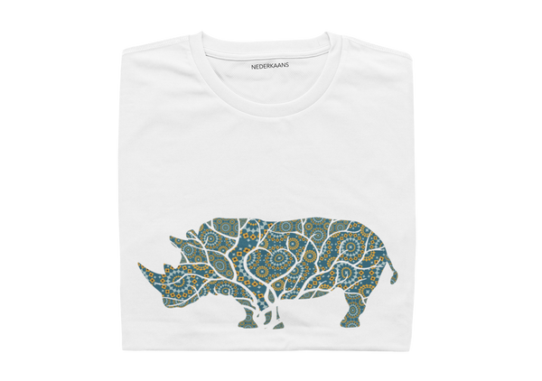 Rhino Design With Shweshwe Print - Ladies Shirt