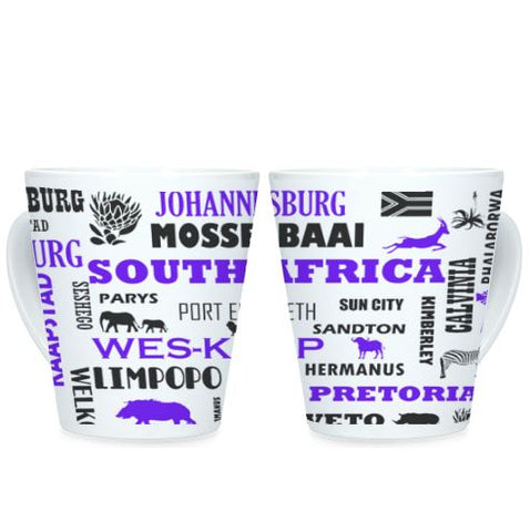 South African Cities/Provinces - Purple - Conical Mug (1 Mug)
