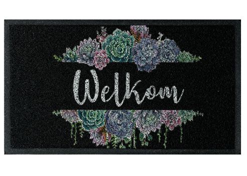 Succulent Welkom Doormat - Black - Afrikaans