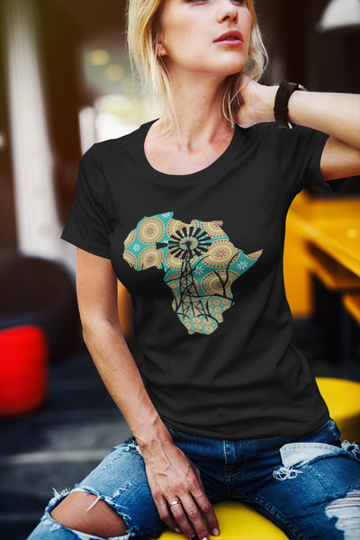 Windmill Design With Shweshwe Print - Ladies Shirt