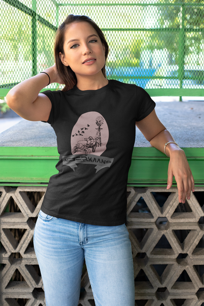 Tractor With Windmill Design - Ladies Shirt
